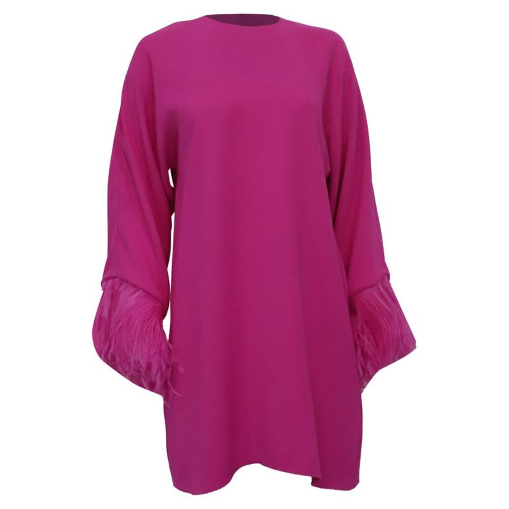 Valentino Garavani  Feather-Trimmed Cady Mini dress in Pink Silk